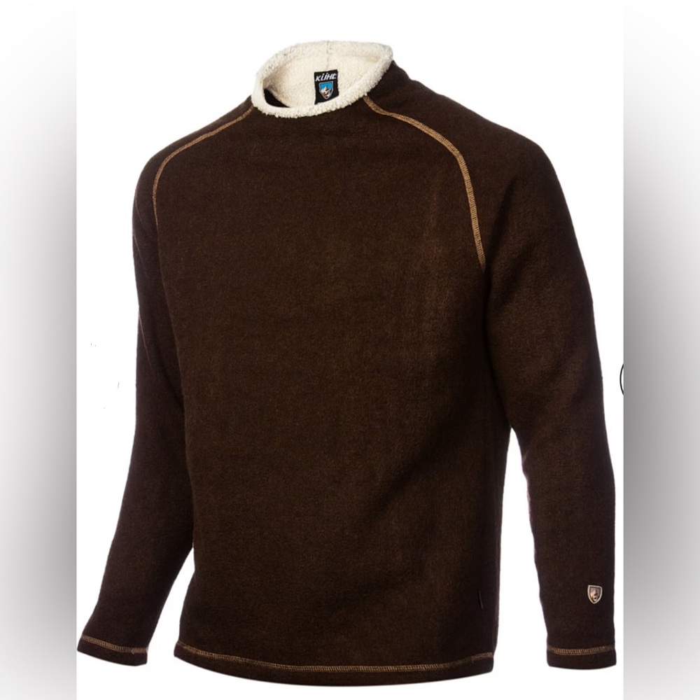 Kuhl Alfpaca Fleece Sweater Crewneck Pullover Long Sleeve Mens Size M Brown